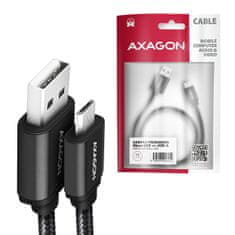 AXAGON BUMM-AM15AB, HQ kábel Micro USB <-> USB-A, 1.5m, USB 2.0, 2.4A, ALU, oplet, čierny