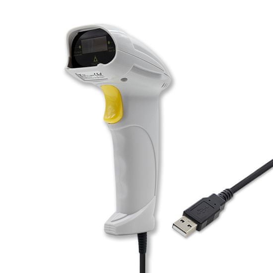 Qoltec Laserový skener čiarových kódov 1D | USB | Biely