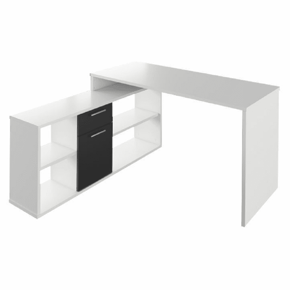 KONDELA PC stôl, biela / čierna, NOE NEW