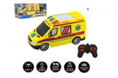 Teddies Auto RC ambulancia plast 20cm na diaľkové ovládanie 27MHz na batérie so svetlom