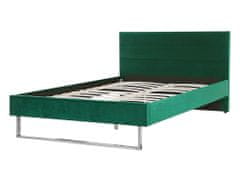 Beliani Zamatová zelená posteľ 140 x 200 cm BELLOU