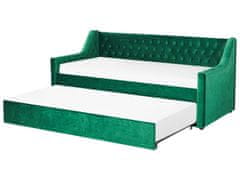 Beliani Rozkladacia zamatová posteľ 90 x 200 cm zelená MONTARGIS
