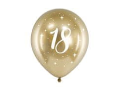 PartyDeco Saténové balóny 18 zlaté 30cm 6ks