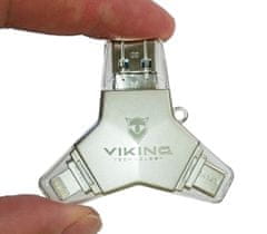 Viking USB FLASH DISK 3.0 4v1 128GB, S KONCOVKOU APPLE LIGHTNING, USB-C, MICRO USB, USB3.0, čierna