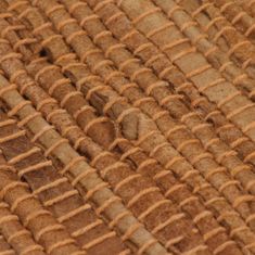Vidaxl Ručne tkaný Chindi koberec, koža, 190x280 cm, bledohnedý