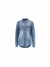 VILA Modrá rifľová košeľa s dlhým rukávom VILA Bista XS