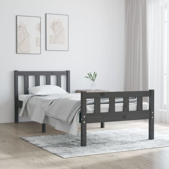 Vidaxl Rám postele, sivý, drevo, 75x190 cm, jednolôžkový