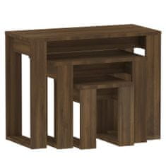 Vidaxl Stohovateľné stolíky 3 ks hnedý dub spracované drevo