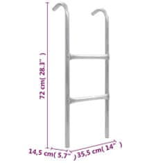 Vidaxl Dvojstupňový rebrík k trampolíne, oceľ, strieborný 72 cm