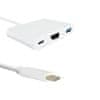 Qoltec Adaptér USB 3.1 typ C samec | HDMI A samica + USB 3.0 A samica + USB 3.1 typ C PD | 0,2 m | Biela
