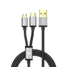 Ugreen US196 splitter kábel USB - USB-C / Micro USB 1m, čierny