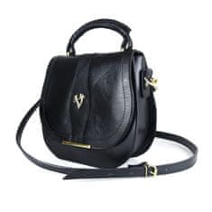 VegaLM Trendová kožená kabelka v čiernej farbe