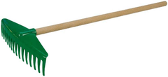 LENA Hrable 60 cm s drevenou rukoväťou v sieťke s držiakom