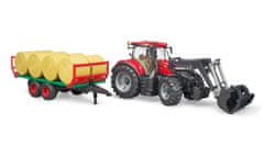 BRUDER Traktor Case IH Optum 300 CVX s čelným nakladačom a prepravníkom na balíky