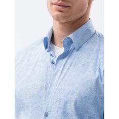 OMBRE Pánske tričko s dlhým rukávom TATE svetlo modré MDN24749 S