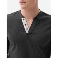 OMBRE Pánske jednofarebné tričko s dlhým rukávom GREER tmavo sivé MDN119548 XXL