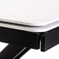Autronic Jedálenský stôl 120+30+30x80 cm, keramická doska biely mramor, kov, čierny matný lak HT-450M BK