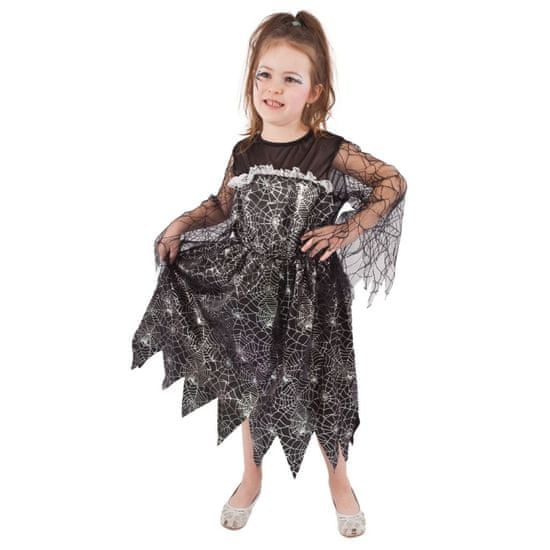 Detský kostým čarodejnice s pavučinou veľ. M EKO (117-128 cm) - 6-8 rokov - Halloween