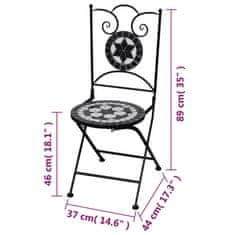 Vidaxl Skladacie záhradné stoličky 2 ks, keramika, čierne a biele