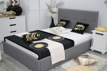 WEBHIDDENBRAND Manželská čalúnená posteľ Megan 160x200, sivá, s úložným priestorom a roštom