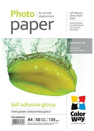 ColorWay glossy salf-adhesive 135g/m2, A4, 50 listů (PGS1358050A4)