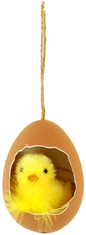 Autronic Vajíčko plastové na zavesenie , prírodný, s kuriatkom vo vnútri, dekorácia AC809126