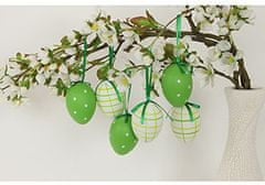 Autronic Vajíčko zelené plastové 6 cm, dekoračná na zavesenie, cena za sadu 6 kusov VEL5029