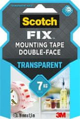 3M Samolepiace páska "Transparent", priehľadná, obojstranná, 19 mm x 1,5 m, 7100261816