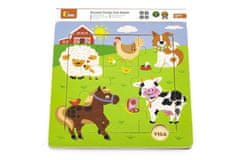 Viga Toys Drevené puzzle 9 dielikov - domáce zvieratká