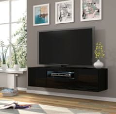 Homlando TV skrinka AURA 150 cm univerzálna, závesná alebo stojaca čierny lesk