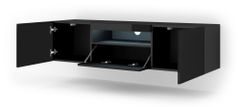 Homlando TV skrinka AURA 150 cm univerzálna, závesná alebo stojaca s LED osvetlením čierny lesk
