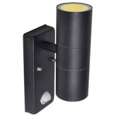 Vidaxl Čierna nástenná LED lampa so senzorom v tvare valca z nerezovej ocele