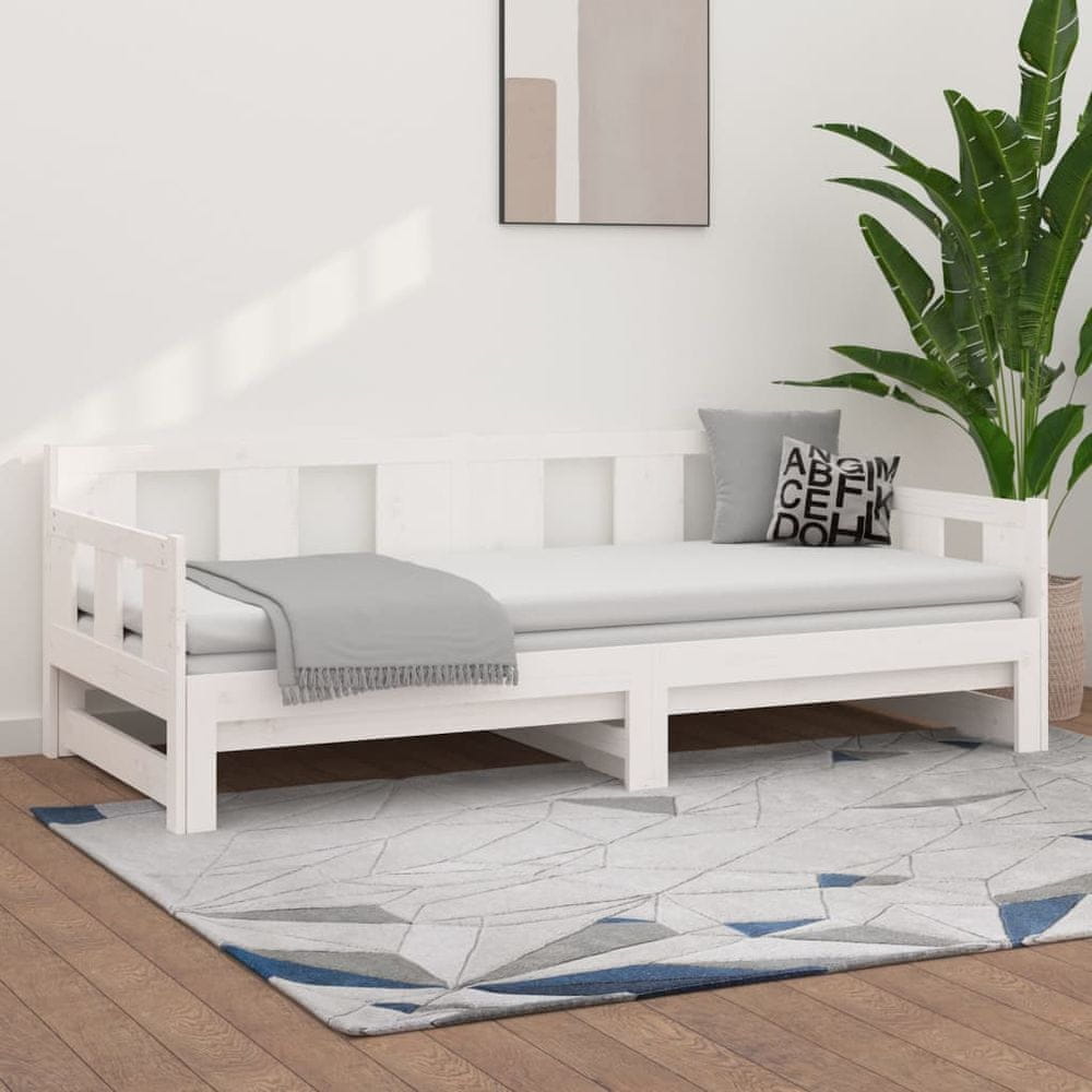 Petromila vidaXL Rozkladacia denná posteľ biela borovicový masív 2x(90x200) cm