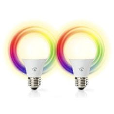 Nedis Múdra žiarovka SmartLife klasik, Wi-Fi, E27, 806 lm, 9 W, RGB / Teplá - studená bílá, 2ks