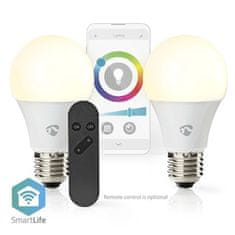 Nedis Múdra žiarovka SmartLife klasik, Wi-Fi, E27, 806 lm, 9 W, RGB / Teplá - studená bílá, 2ks