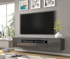 Homlando TV skrinka AURA 200 cm univerzálna, závesná alebo stojaca grafitový lesk