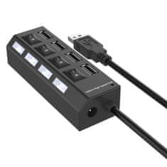 Aga Vysokorýchlostný rozbočovač portov USB s prepínačmi 4 zásuvky LED