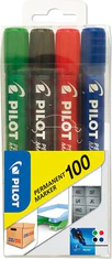 Pilot Permanentný popisovač "Permanent Marker 100", 4 farby, kužeľový hrot, 1 mm, SCA-100-S4