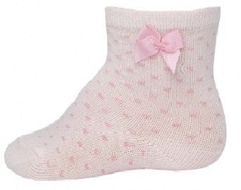EWERS dievčenské ponožky s mašličkou a bodkami 20530_1, 18-19, ružová