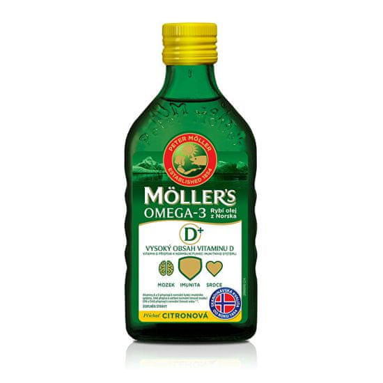 Möller´s Möller`s rybí olej Omega 3 z tresčej pečene 250 ml pre dospelých D+
