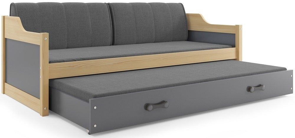eoshop Detská posteľ s prístelkou DAVID 80x190 cm, borovica/grafitová (Voľba matraca: Penový matrac)