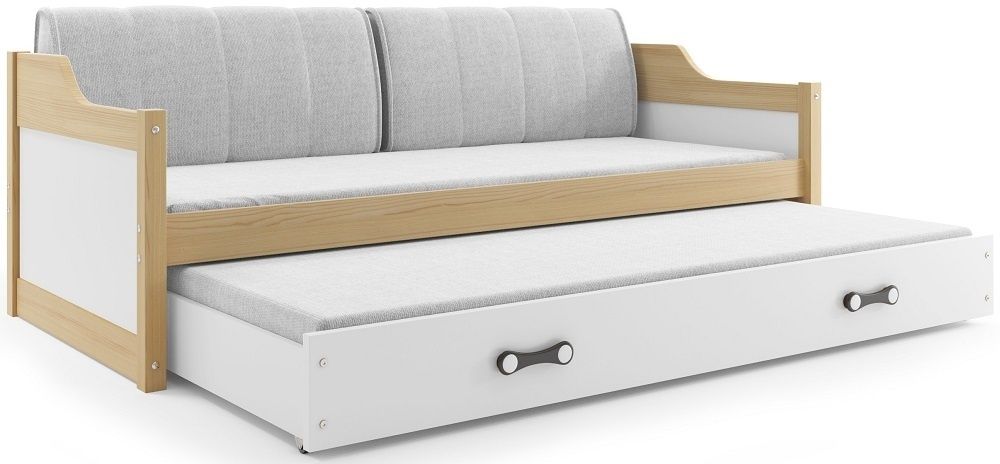eoshop Detská posteľ s prístelkou DAVID 80x190 cm, borovica/biela (Voľba matraca: Penový matrac)