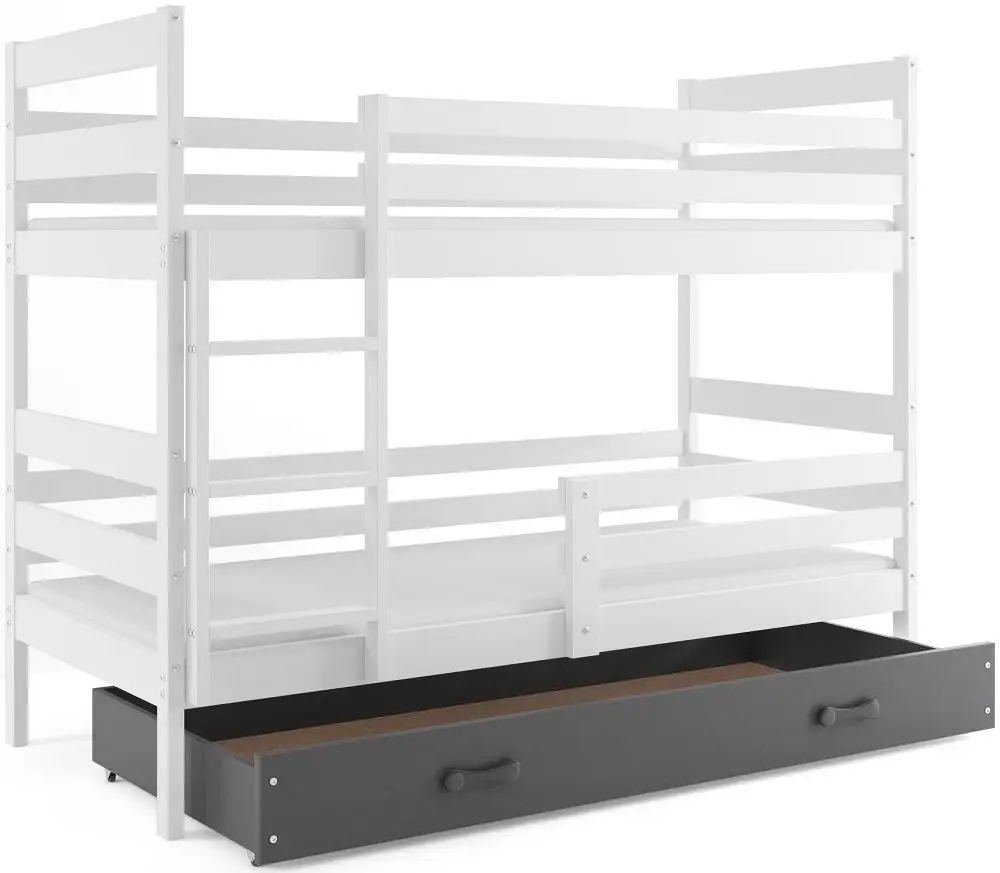 eoshop Poschodová posteľ ERYK 80x160 cm, biela/grafitová (Voľba matraca: Penový matrac)