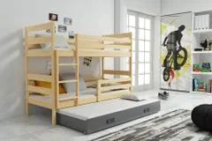 eoshop Poschodová posteľ s prístelkou ERYK 3 90x200 cm, borovica/grafitová (Voľba matraca: Penový matrac)