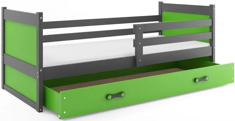 eoshop Detská posteľ RICO 1 80x190 cm, grafitová/zelená (Voľba matraca: Penový matrac)