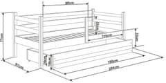eoshop Detská posteľ ERYK 1 90x200 cm, biela/grafitová (Voľba matraca: Penový matrac)
