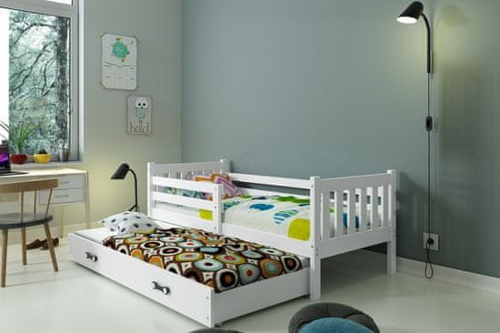 eoshop Detská posteľ s prístelkou CARINO 2 80x190 cm, biela/biela (Voľba matraca: Penový matrac)