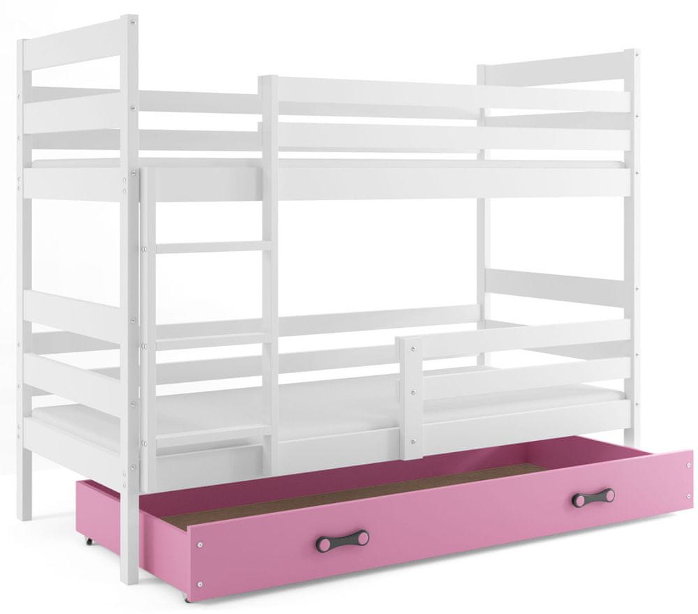 eoshop Poschodová posteľ ERYK 80x190 cm, biela / ružová (Voľba matraca: Penový matrac)