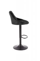Halmar Barová stolička H101, čierna, zamat/kov