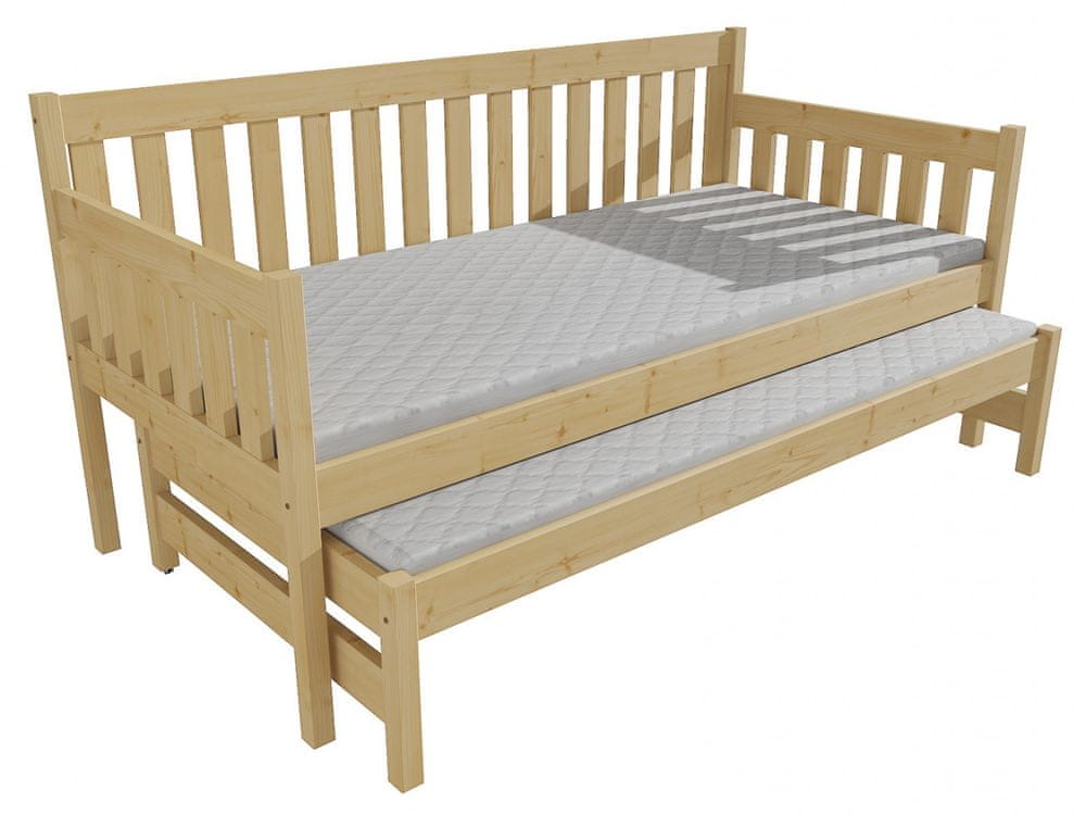 eoshop Detská posteľ s výsuvnou prístelkou M 006 NEW* (Rozmer: 80 x 200 cm, Farba dreva: surové drevo)